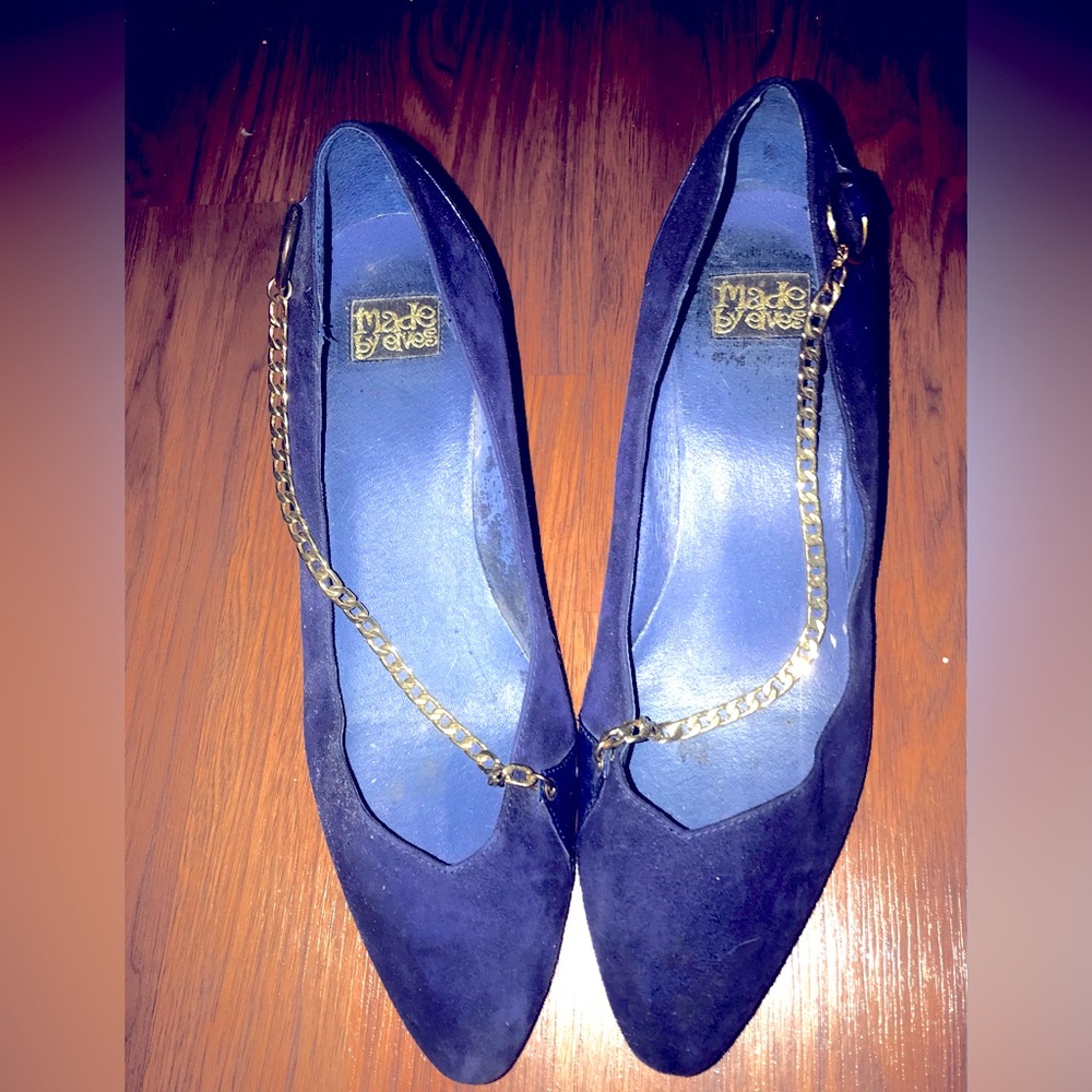 Blue suede slight heel